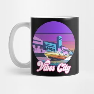 80s Miami boat retro, Vaporwave Summer Sunset Mug